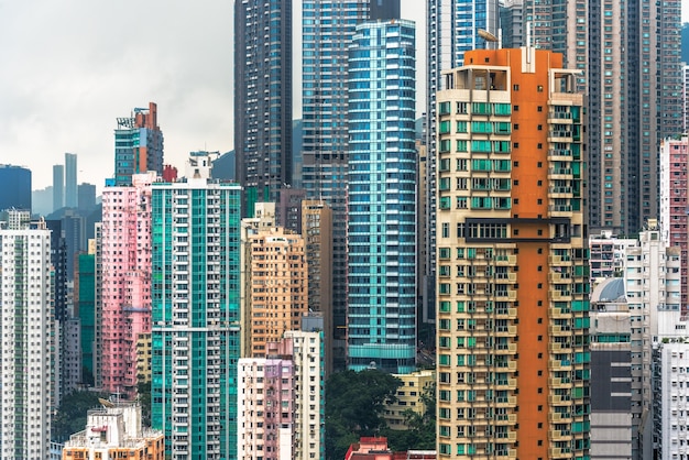 Photo bâtiments urbains bondés à hongkong, bâtiments résidentiels de grande hauteur