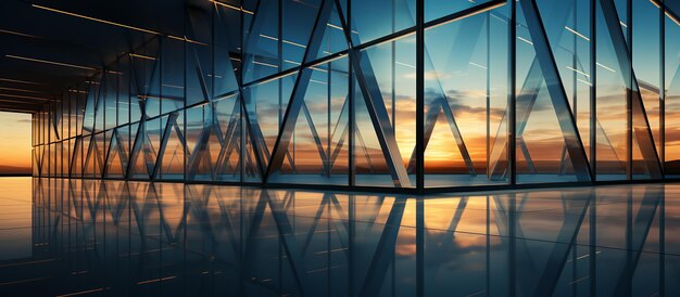 Photo bâtiments en verre avec un ciel au coucher du soleil en arrière-plan