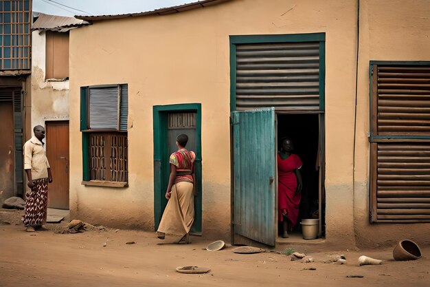 Photo bâtiments et vitrines de magasins dans une ville africaine moyenne