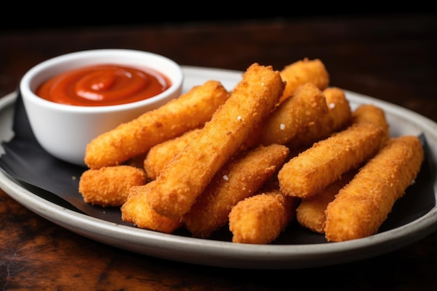 Bâtonnets de mozzarella trempés dans la sauce marinara