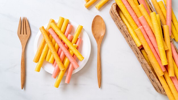 Bâtonnets de rouleaux de plaquettes colorées