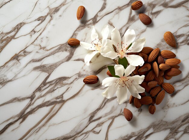 Photo des bâtons de vanille et des fleurs sur fond clair créés avec la technologie d'intelligence artificielle générative