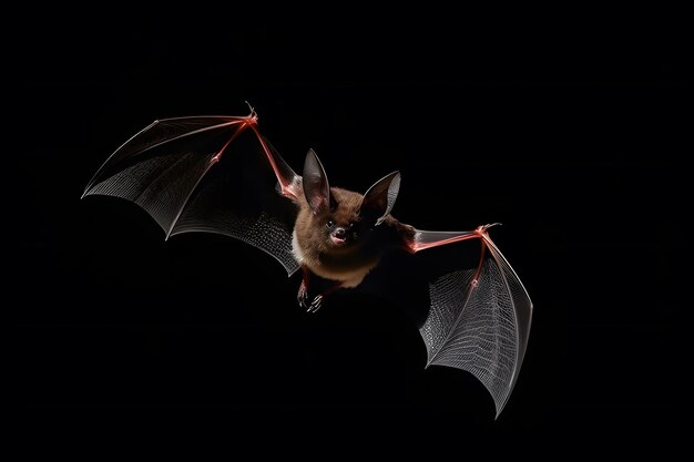 Batte d'Halloween Pipistrelle volante sur un plafond en bois sur fond sombre