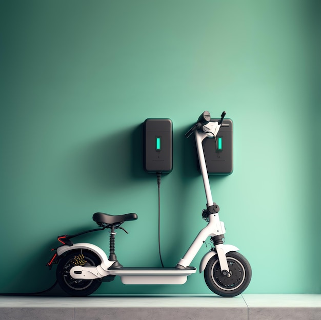 Batterie de charge de scooter électrique avec chargeur mural Generative AI