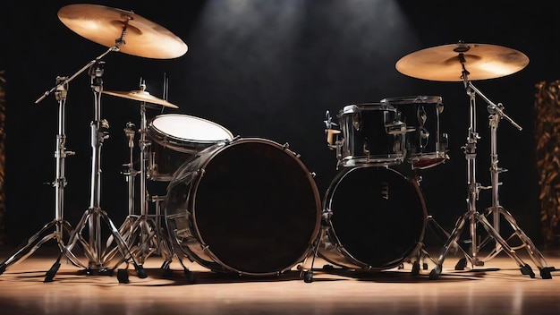 Batterie sur fond sombre instruments de percussion isolés