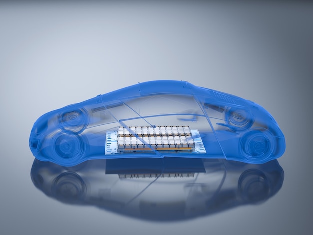 Batterie de voiture électrique avec pack de modules de cellules de batterie sur plate-forme