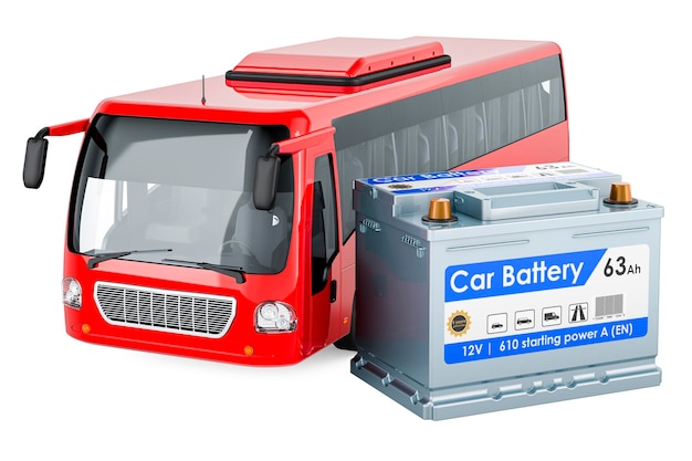 Batterie de voiture avec rendu 3D de bus