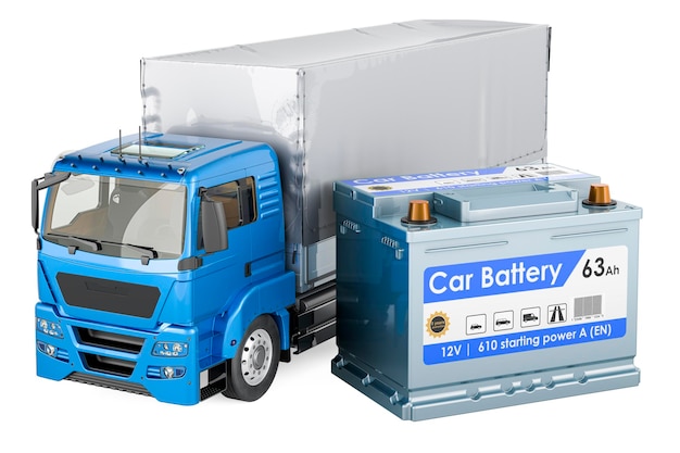 Batterie de voiture avec rendu 3D de camion