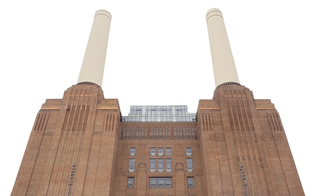 Battersea Power Station à Londres isolated over white