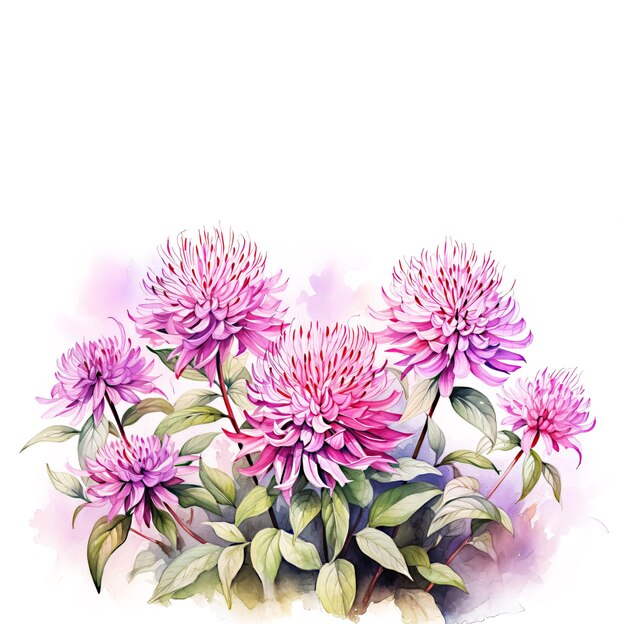 Photo baume d'abeille rose aquarelle ou fond monarda avec espace de copie