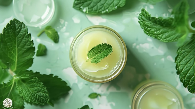 Photo le baume à lèvres à la menthe végétalien rafraîchissant