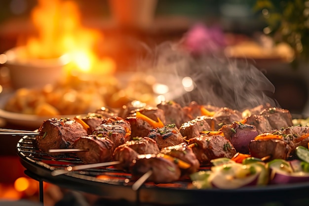 BBQ food party été griller de la viande l'après-midi du week-end happy party AI Generative