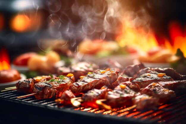 BBQ food party été griller de la viande l'après-midi du week-end happy party AI Generative