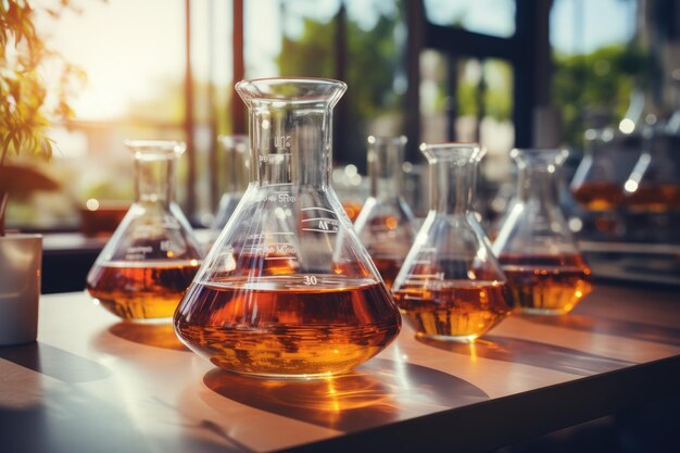 Beaker de recherche et d'innovation avec formule en laboratoire IA générative