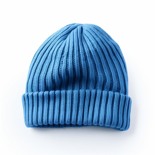 Beanie d'hiver de couleur bleue isolation sur fond blanc