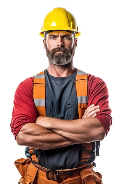 Beatiful confiance homme ouvrier du bâtiment en uniforme et casque de sécurité souriant Jour du Travail
