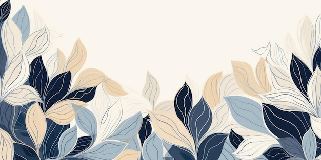 Beau abstrait beige bleu blanc cassé simple doodle dessin animé floral design fond belle AI générative AIG32