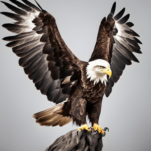 Photo le beau aigle qui regarde vers l'avant est représenté en fond blanc.