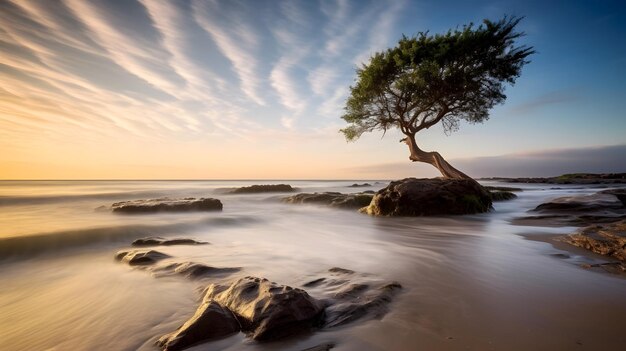 Photo beau arbre sur le rivage