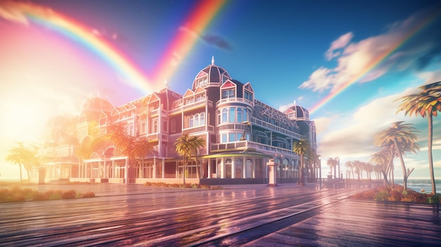 un beau bâtiment sur la plage