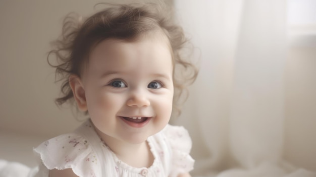 Beau bébé souriant sur fond clair