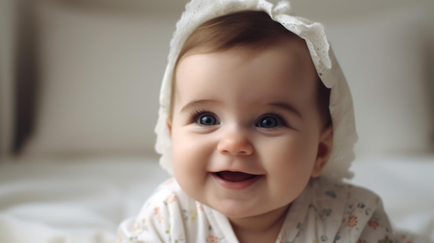 Beau bébé souriant sur fond clair