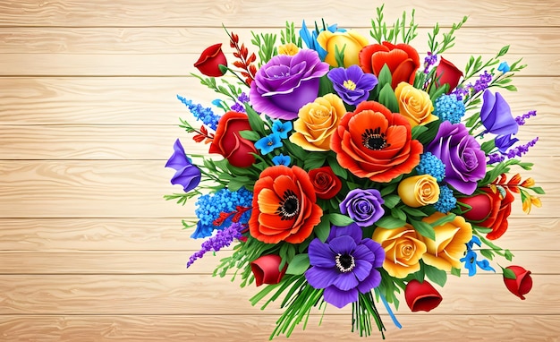 Photo un beau bouquet de fleurs avec un fond d'aquarelle doux et délicat