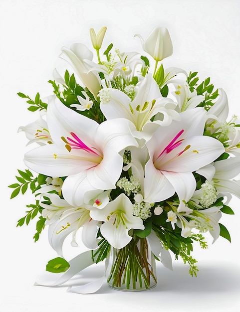 Un beau bouquet de fleurs de lys blanc