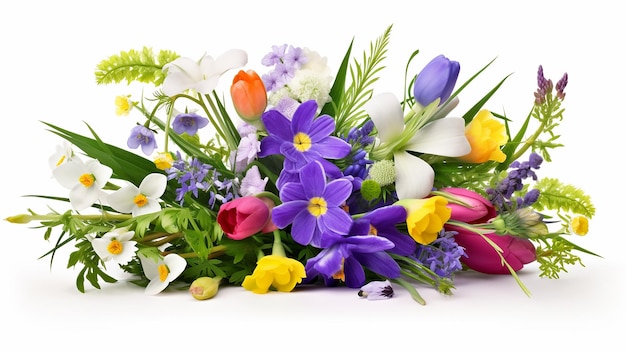 Beau bouquet de fleurs de printemps isolées sur un fond blanc