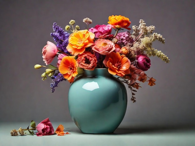 Beau bouquet de fleurs avec un vase élégant