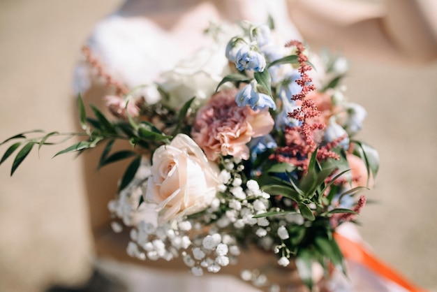 beau bouquet de la mariée en gros plan