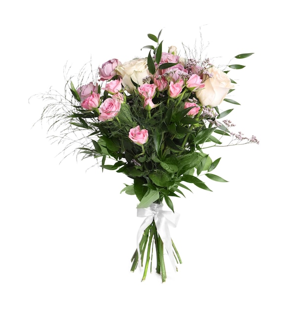 Beau bouquet de roses isolé sur blanc