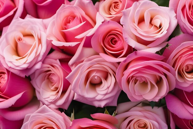 Un beau bouquet de roses roses