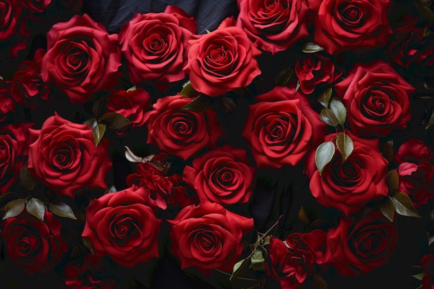 Beau bouquet de roses rouges Composition de fleurs pour la Saint-Valentin Photo de haute qualité