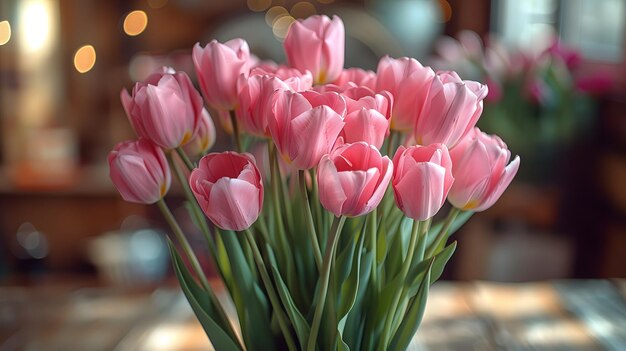 Photo un beau bouquet de tulipes roses