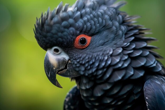 Un beau cacatoès noir à queue rouge