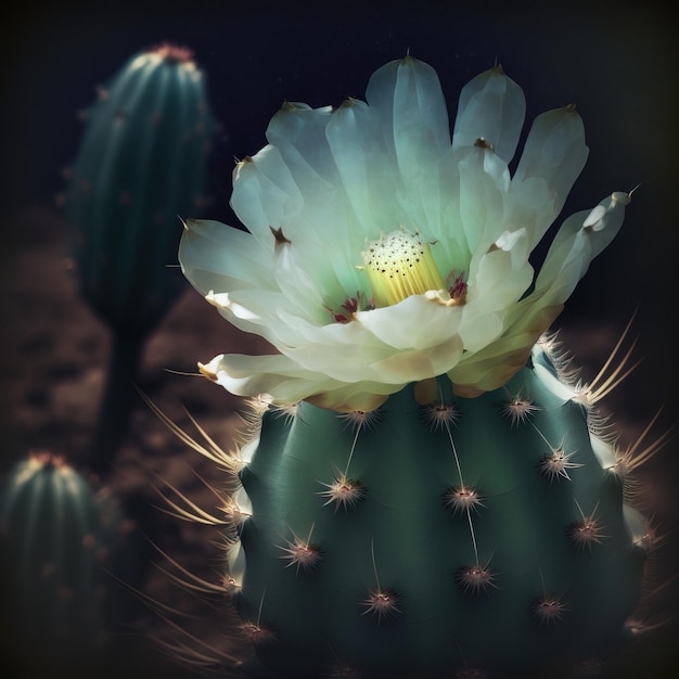 beau cactus en fleurs vue rapprochée générative ai