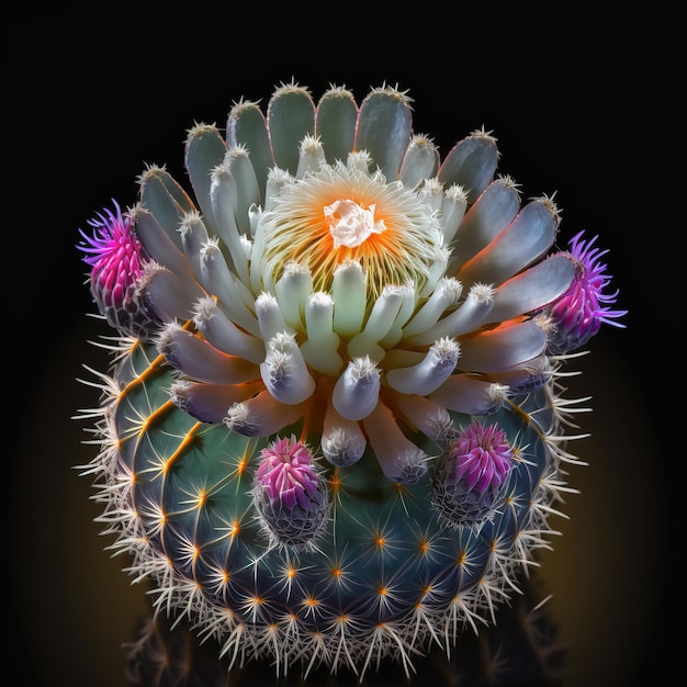 beau cactus en fleurs vue rapprochée générative ai