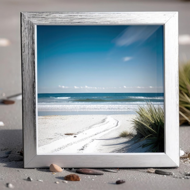 le beau cadre sur le sable de la plage