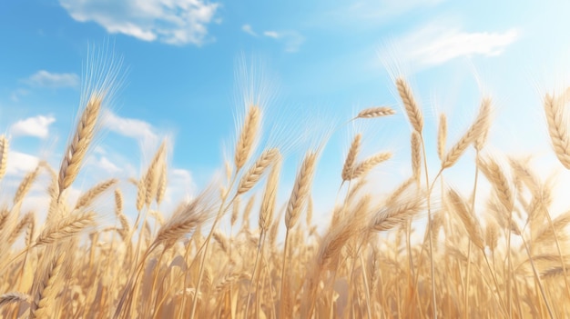 Un beau champ de blé sous un ciel bleu clair