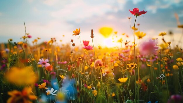 Un beau champ de fleurs en fleurs Les couleurs sont vives et les pétales sont délicats