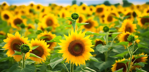 un beau champ plein de tournesols