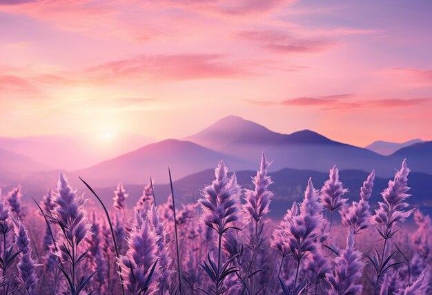 un beau champ de printemps avec des fleurs épanouies de compositions photoréalistes de clématies violettes du Népal