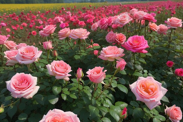 Un beau champ de roses