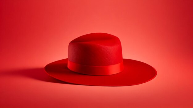 Beau chapeau rouge sur un fond coloré