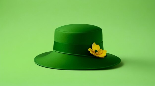 Photo beau chapeau vert sur fond coloré