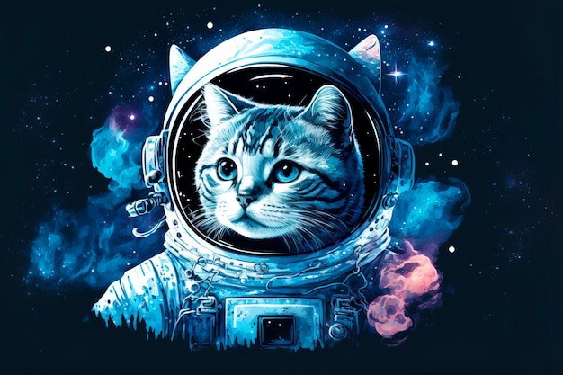 Beau chat dans l'espacePremier voyage dans l'espace