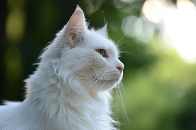 Un beau chat à la fourrure blanche