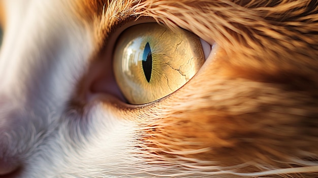 un beau chat orange avec un grand œil un chat avec de beaux yeux en gros plan macro