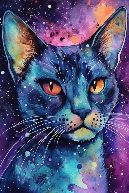 Beau chat peinture graphisme générative ai